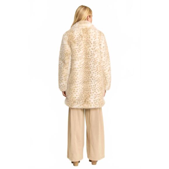 NEW DAVI & DANI tricolor faux fur coat in leopard/taupe - Picture 5 of 8